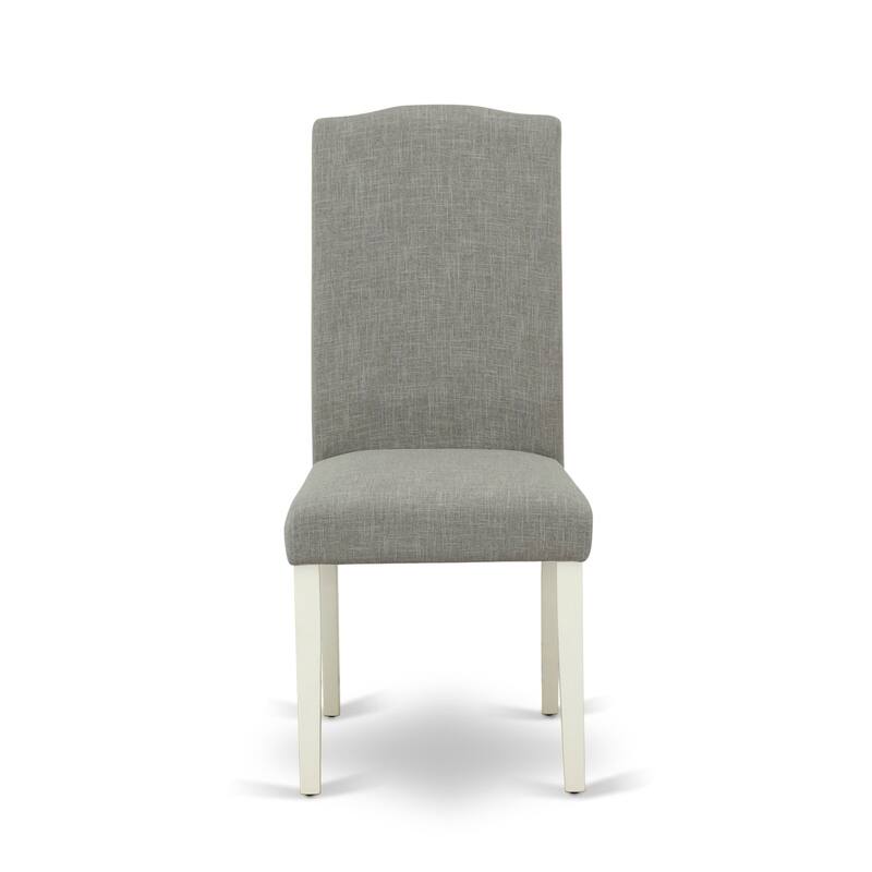 East West Furniture Dining Table Set- a Dining Table and Dark Shitake Linen Fabric Chairs, Linen White(Pieces Options)