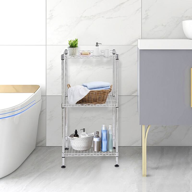 Black 3-Tier Black Wire Shelving Tower