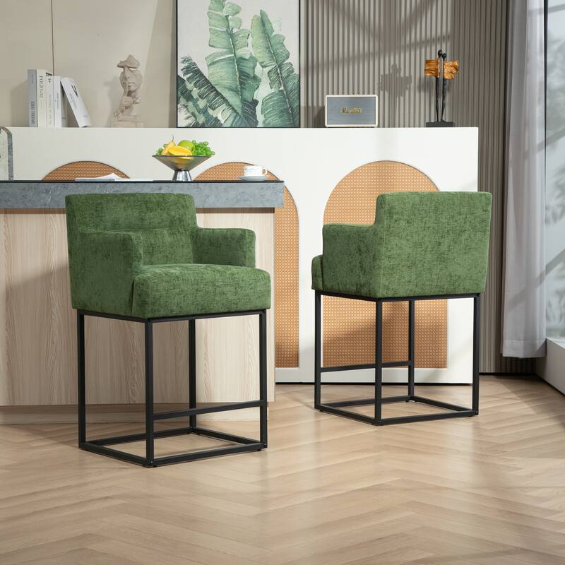 House Hold Counter Height Bar Stools Set of 2,Modern Square PU Bar Stool
