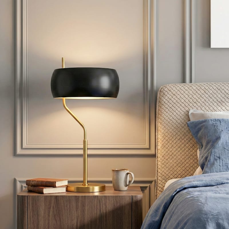 Demmex Black and Gold Table Lamp with Ceramic Fixture - Black & Gold