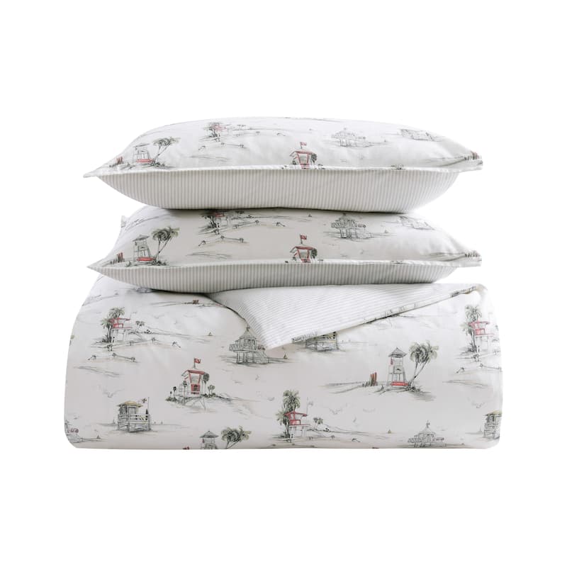 Tommy Bahama Beach Club Grey Cotton Duvet Cover Set