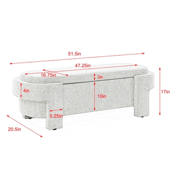 Roomfitters Linen Upholstered Storage Bench with Large Hidden Compartment for Bedroom, Entryway or Living Room