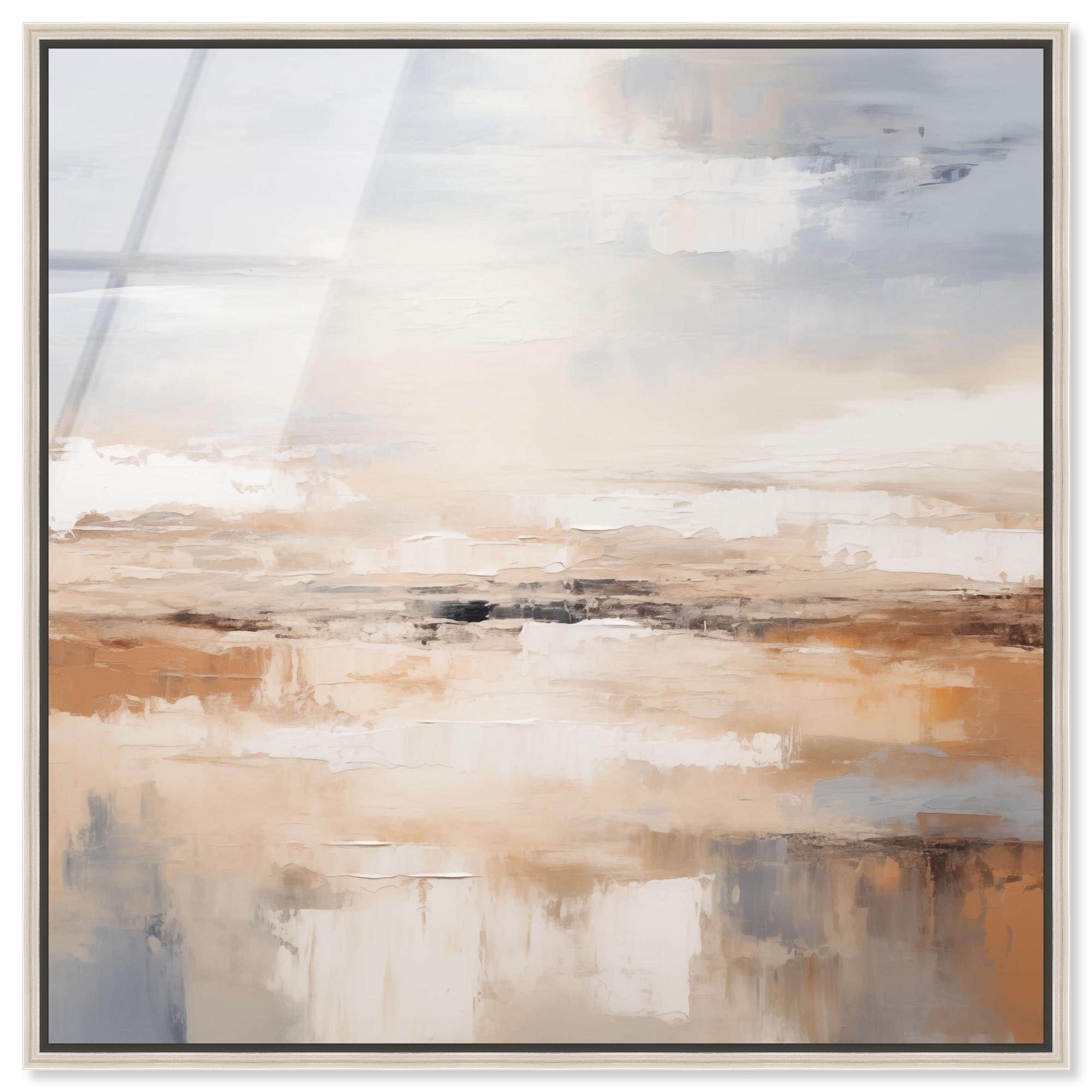 Coastal Calm Neutral Abstract Framed Acrylic Wall Art by Art Remedy