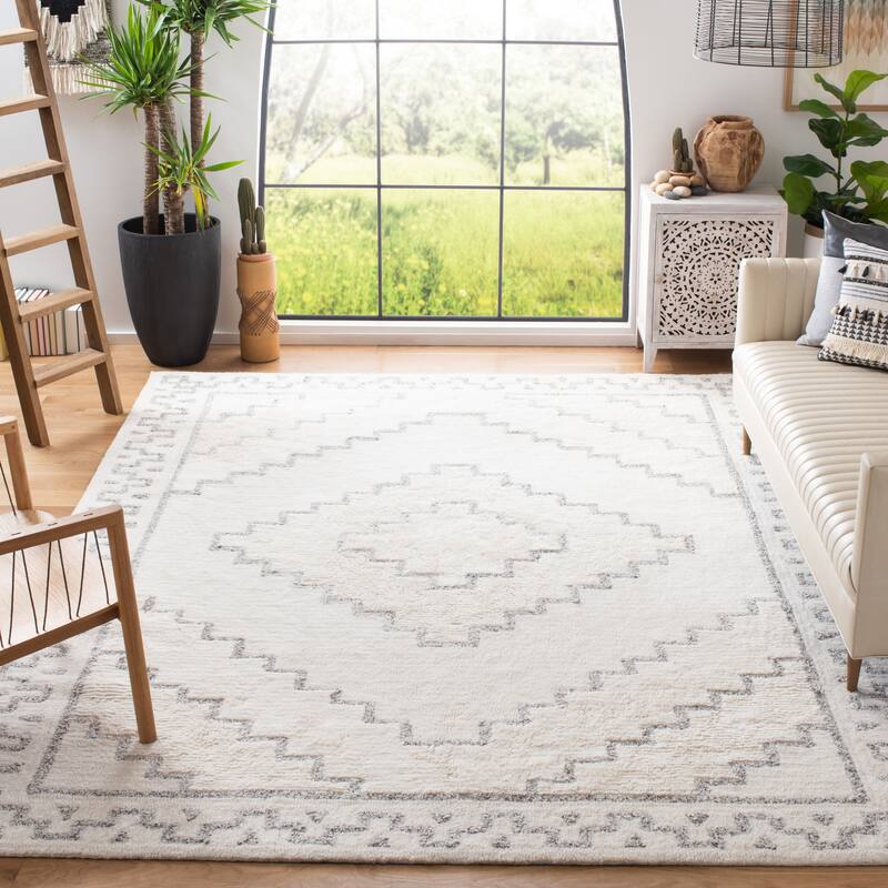 SAFAVIEH Handmade Casablanca Shag Kika Wool Rug - 8' x 10' - Ivory/Grey