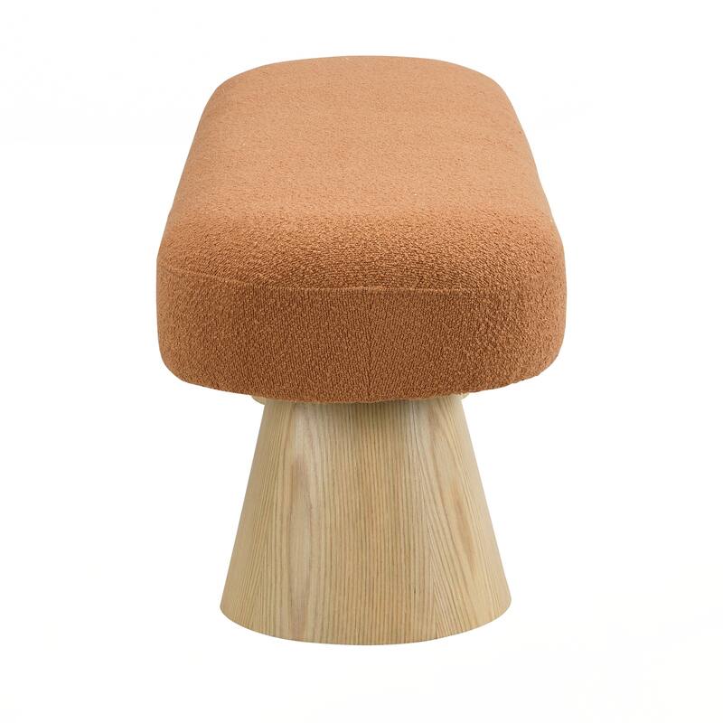 Upholstered Bedroom End of Bed Entryway Bench, Boucle Ottoman for Living Room