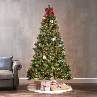 7-ft Spruce Pre-Lit or Unlit Artificial Christmas Tree with Glitter Branches, Red Berries & Pinecones by Christopher Knight Home
