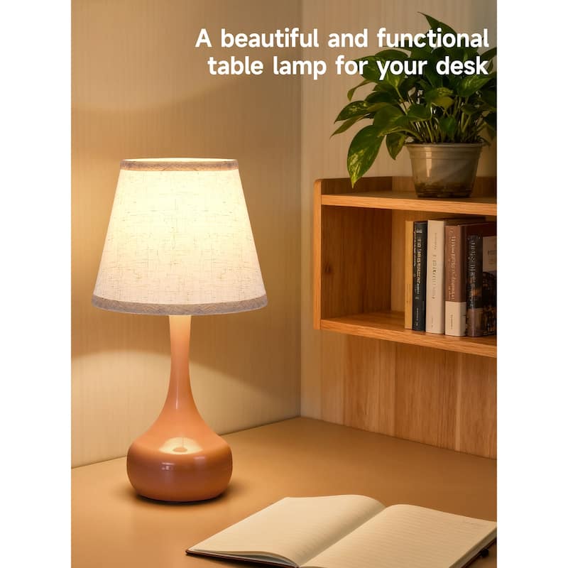 2-piece set of three level dimming small table lamp pink bedside lamp for children's rooms/living rooms (including LED bulbs)