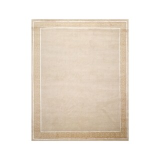 Hand Knotted Greek Key Beige,Tan Tibetan Wool and Silk Traditional ...