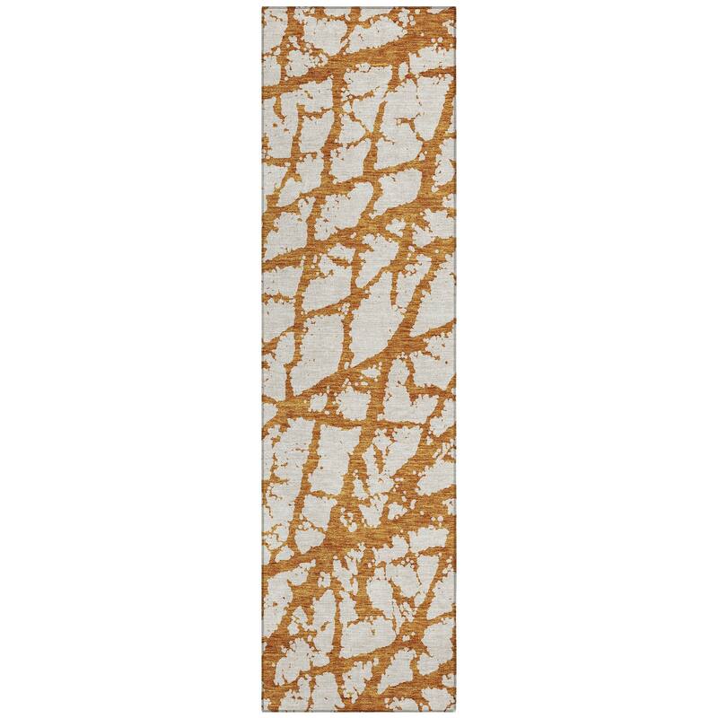 Machine Washable Indoor/ Outdoor Abstract Contemporary Chantille Rug