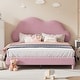 preview thumbnail 1 of 16, Full Size Velvet Upholstered Cloud-Shape Bed with Headboard, No Box Spring Needed Pink