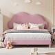 preview thumbnail 2 of 7, White Full Size Upholstered Platform Bed with Cloud-Shape Headboard