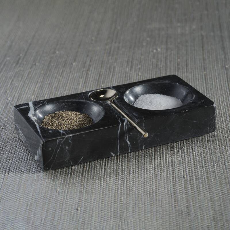 Marmora Marble Salt & Pepper Dish with Spoon