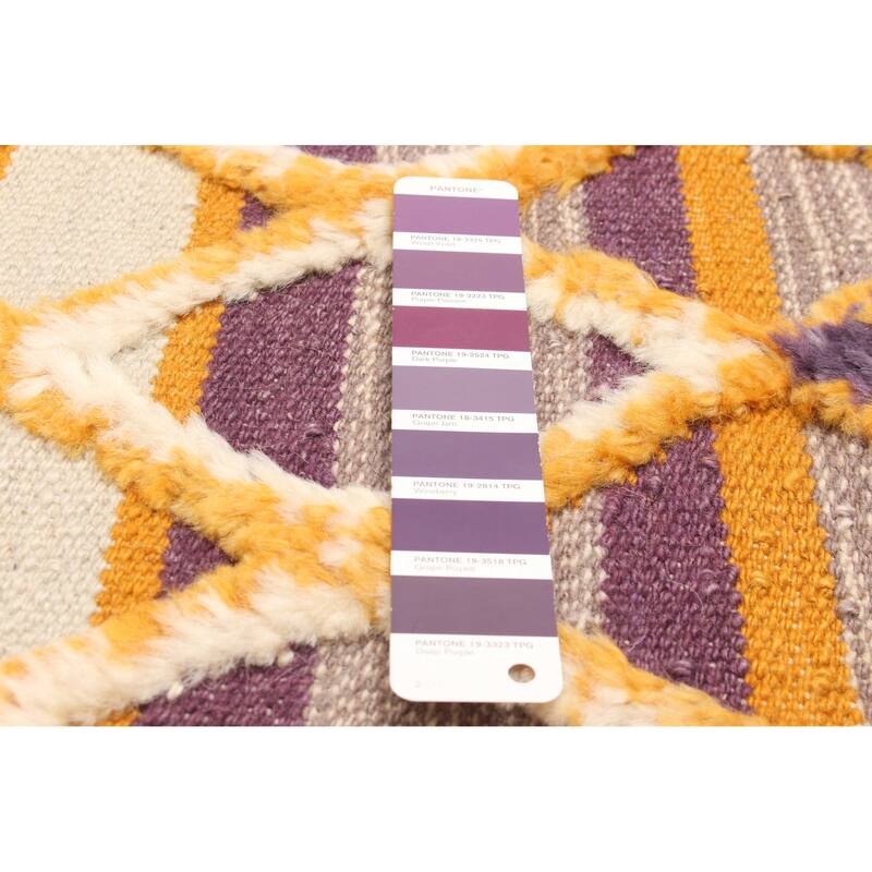 ECARPETGALLERY Hand-knotted Marrakech Purple Wool Kilim - 3'1 x 5'5