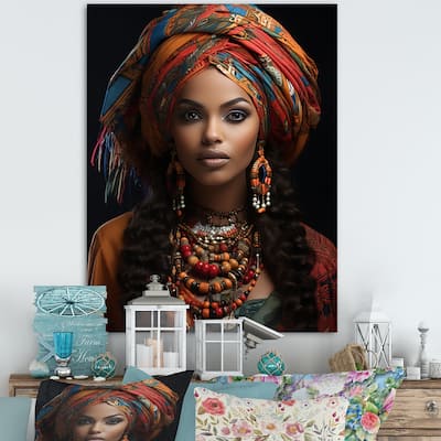 Designart "African Adorned Beauty I" African Art Canvas Prints