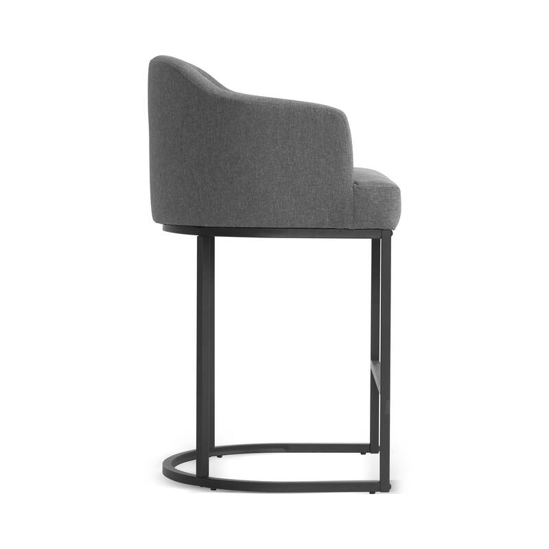 26 in. Bar Stools Upholstered Counter Stools Modern Low Back Metal Kitchen Island Stools - 22.7" W x 21" D x 35.2" H