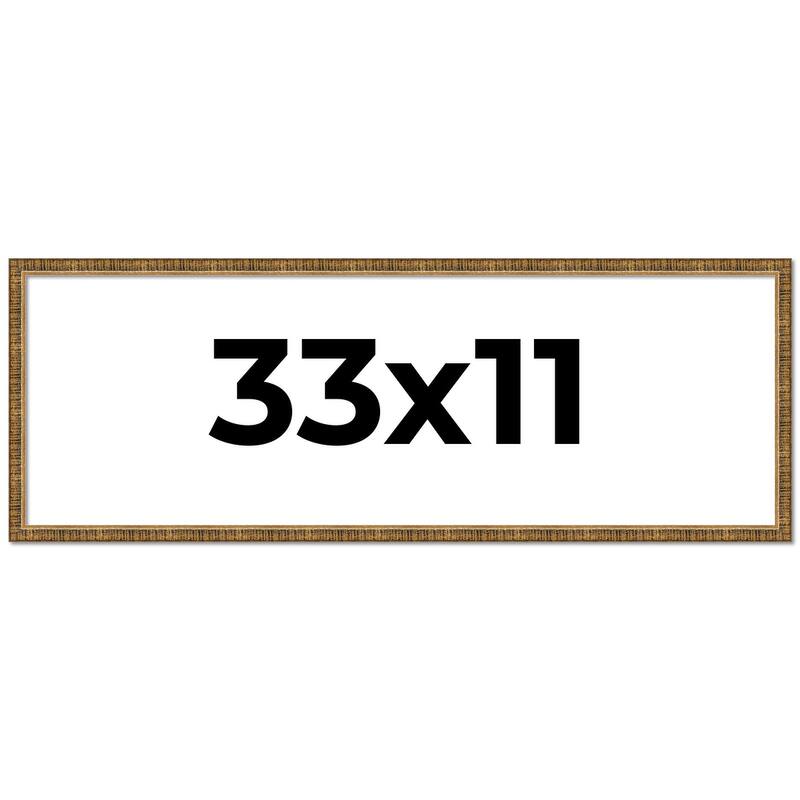 33x11 Frame Gold Solid Wood Picture Frame - Complete Modern Photo