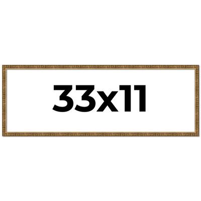 33x11 Frame Gold Solid Wood Picture Frame - Complete Modern Photo