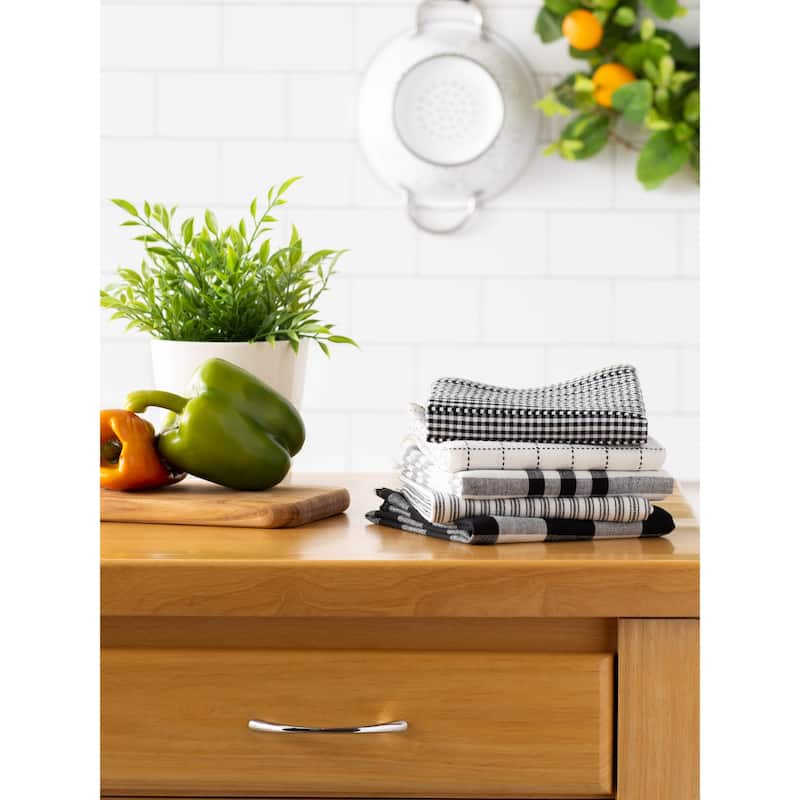 DII Black Farmhouse Woven Dishtowel (Set of 5)