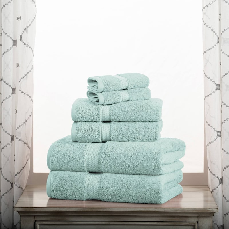 Superior Egyptian Cotton Pile Heavyweight 6-Piece Towel Set - 6-Piece Set - Seafoam