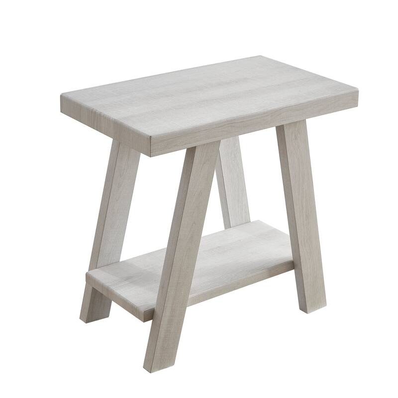 23.5" Modern Rectangular Side Table with Storage Shelf and Wide-angled Legs