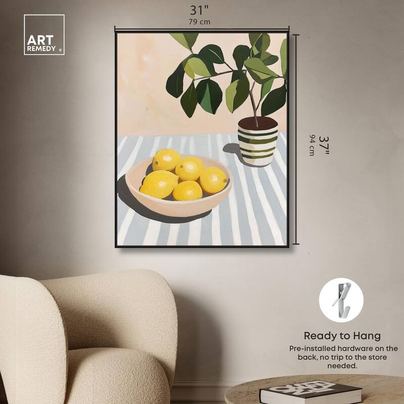 Lemon with Green Canvas by Art Remedy