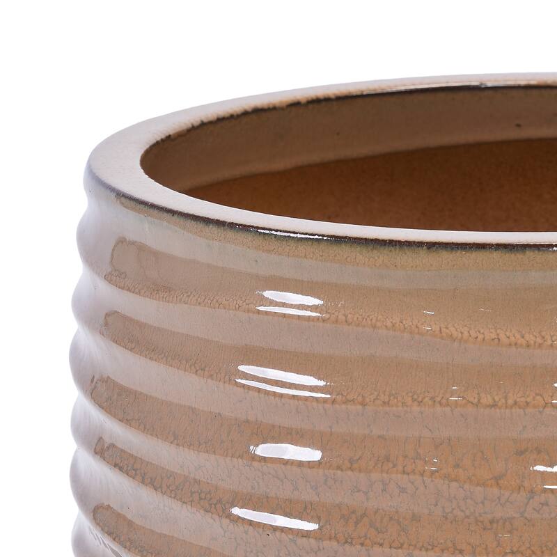 Anmytek Ceramic Planter Set of 3 with Drainage for Indoor Outdoor