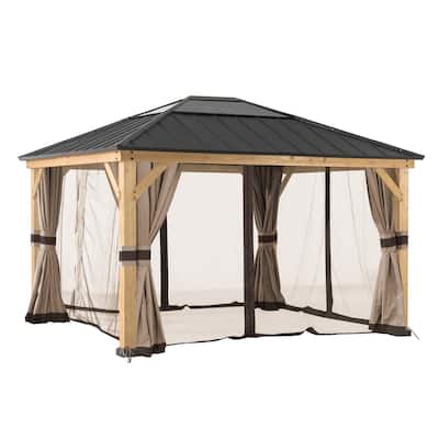 Sunjoy Universal Curtains and Mosquito Netting for 11 ft. x 13 ft. Wood Framed Gazebos