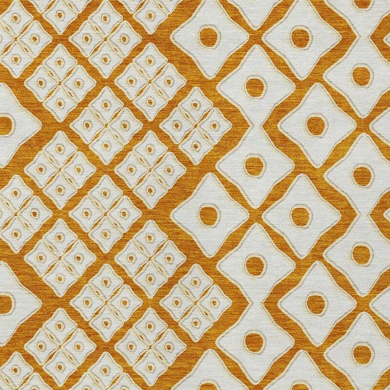 Orange And Ivory Geometric Washable Indoor Outdoor Area Rug - 8' X 10'