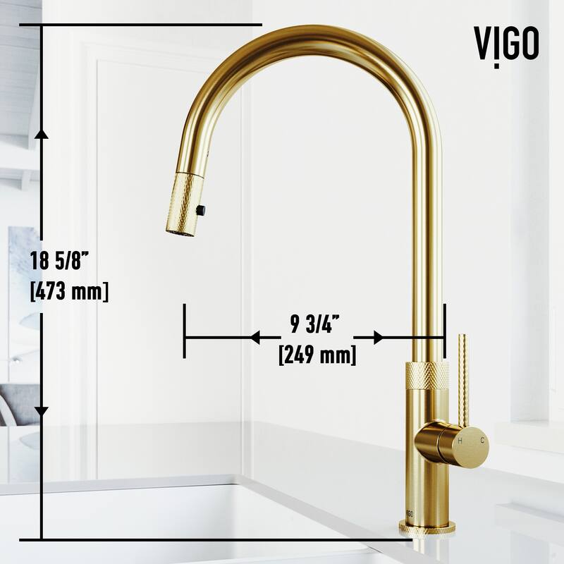 VIGO Bristol 19" H Single Handle Pull-Down Sprayer Kitchen Faucet