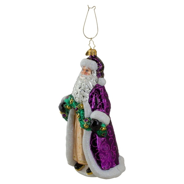 RADKO CELEBRATIONS MINI 3" Santa Clause w/ purple present Christmas Ornament NEW 