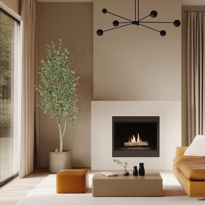 2 Pack Artificial Indoor Faux Olive Tree with White Planter