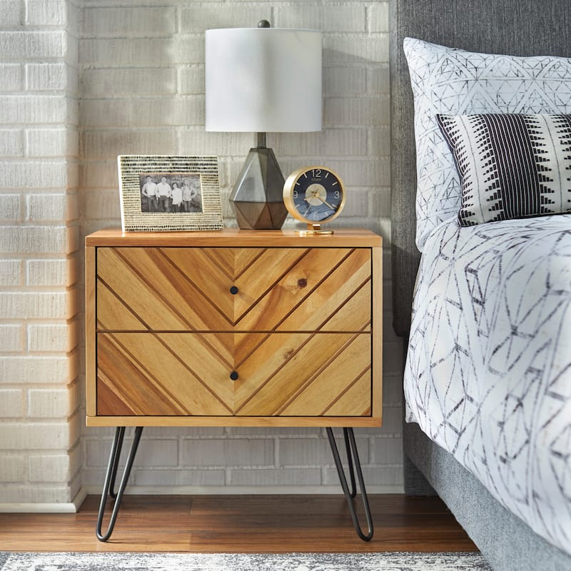 Lifestorey Alexandria 2-Drawer Nightstand - Oak