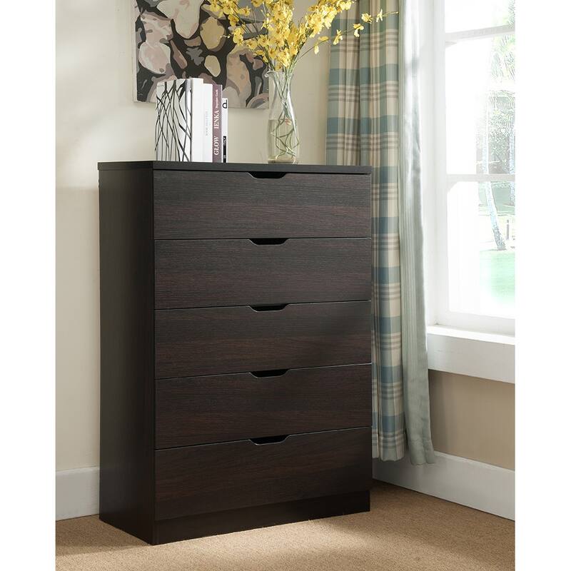 Drawer Clothes And Storage Chest Faux Wood Grain And Metal Drawer Glides