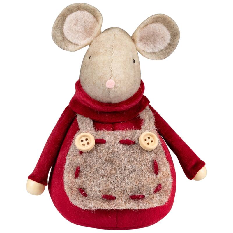Plush Mice Trio Christmas Figures - 5" - Sand Brown and Burgundy - Set of 3