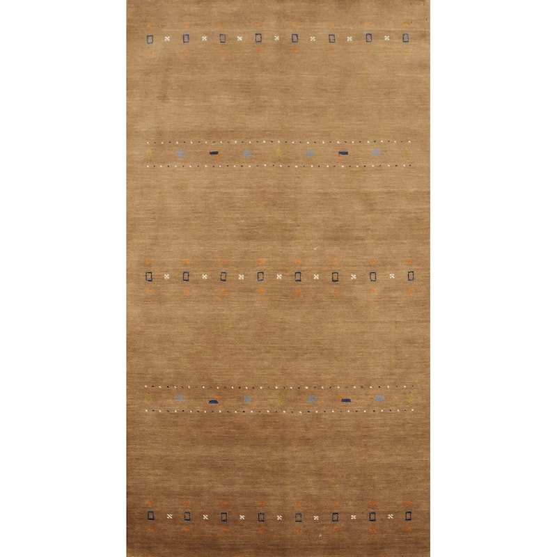 Hand Knotted Oriental 100% Wool Carpet Tribal Animal Pictorial Brown Gabbeh Area Rug - 8' 1'' X 4' 1''