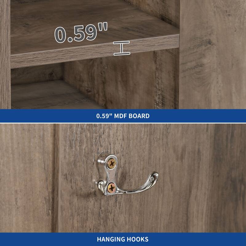 Moasis Hall Tree and Coat Rack with Bench and Shoe Storage for Hallway Entryway