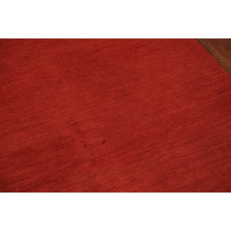 Red Gabbeh Modern Rug Handmade Solid Tribal Wool Carpet - 3'5" x 5'0"