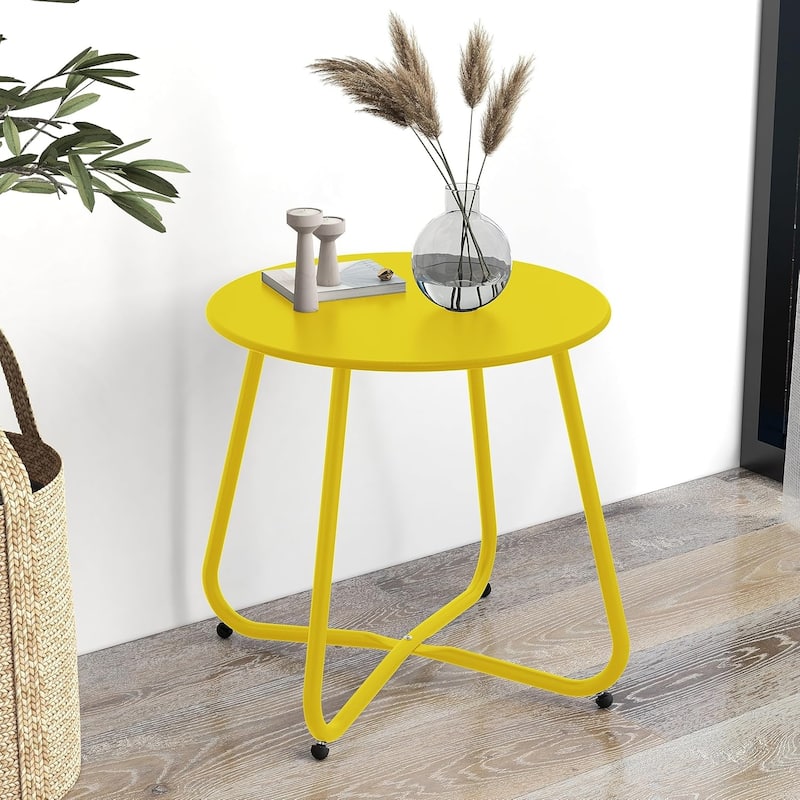 18" or 28" Round Outdoor Side Table End Table Coffee Table - YellowX