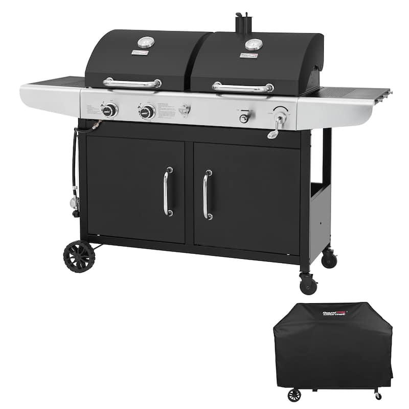Royal Gourmet 2-Burner Gas and Charcoal Combo Grill with Cover, black