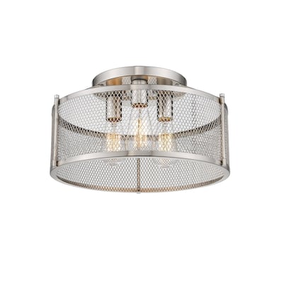 3 Light Screen Retro Drum Metal Semi-Flush Nickel