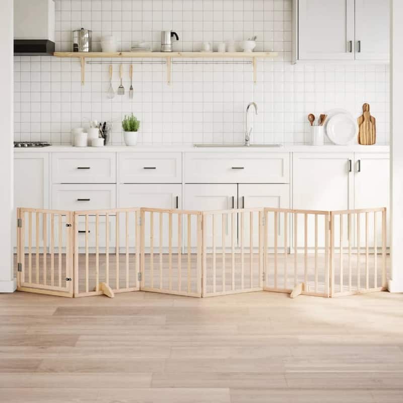 vidaXL Dog Gate Foldable Poplar Wood - Brown(2)