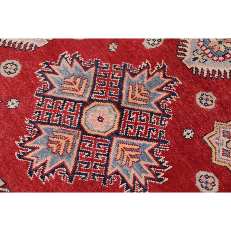 Rustic Kazak Connor Light Blue/Beige Wool Round - 9'0'' x 9'0''