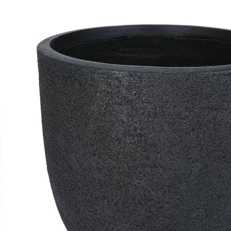 Lightweight Matte Textured MGO Flower Pot Set of 3,Round Concrete Stackable Planter with Drainage Holes and Rubber Plug