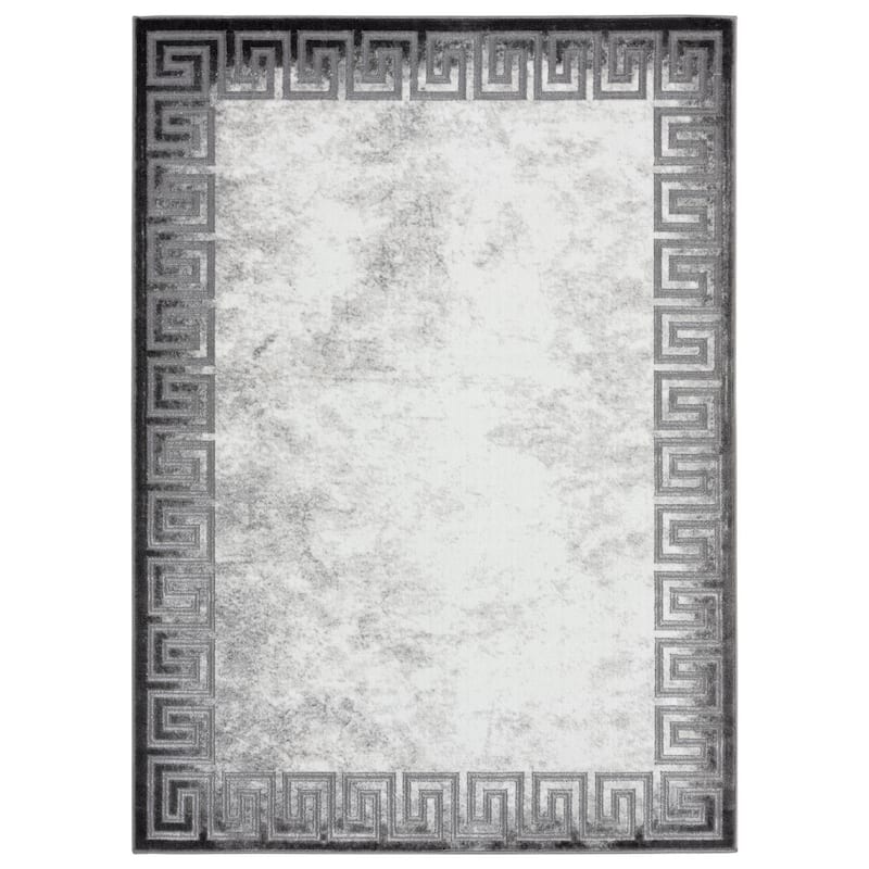 Brooklyn Collection Abstract Border Area Rug - 2'2'' X 7'8'' - Dark Grey/Light Grey