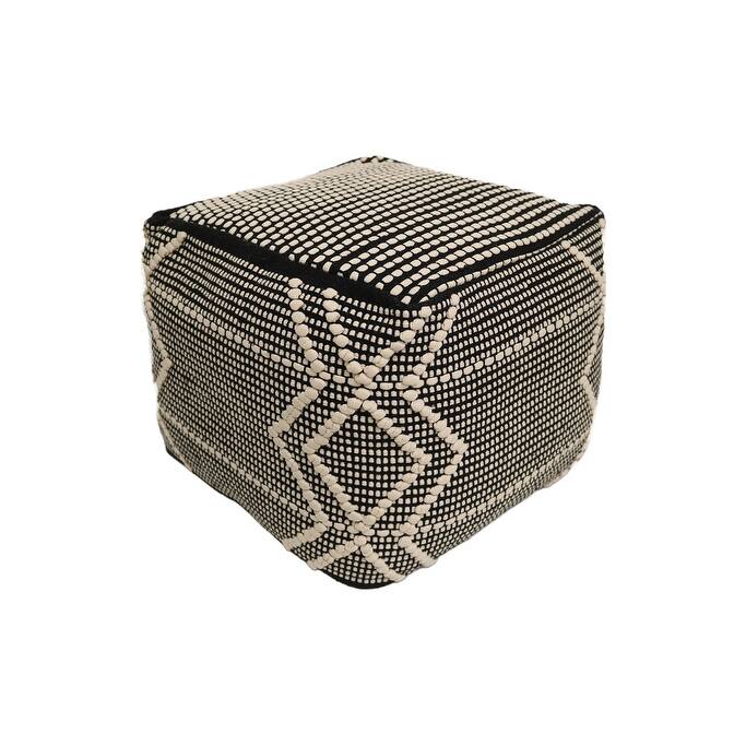 Home&Manor Arezzo Cotton Cube Pouf - Multi - Medium