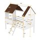 preview thumbnail 12 of 13, Elegant Twin Size Low Loft Wood House Bed with Two Side Windows, Superior Quality & Better Sleeping Environment, White+Brown