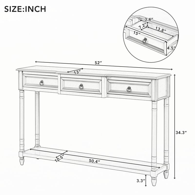 Console Table Sofa Table with Drawers(Espresso)