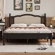 preview thumbnail 2 of 18, Wooden Queen Size Vintage Platform Bed with Rattan Headboard amd Slat Support