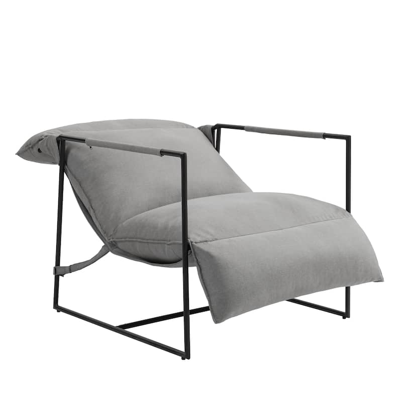 Metal Sling Accent Chair Armchair with Adjustable Headrest