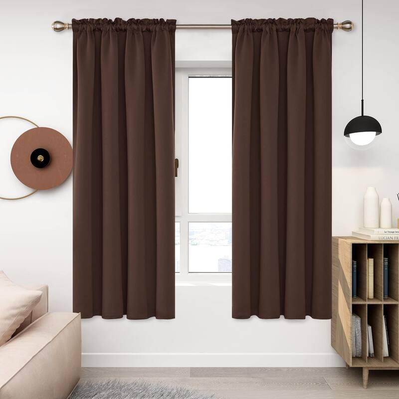 Deconovo Solid Rod Pocket Curtain Panel Pair, Set of 4 Panels